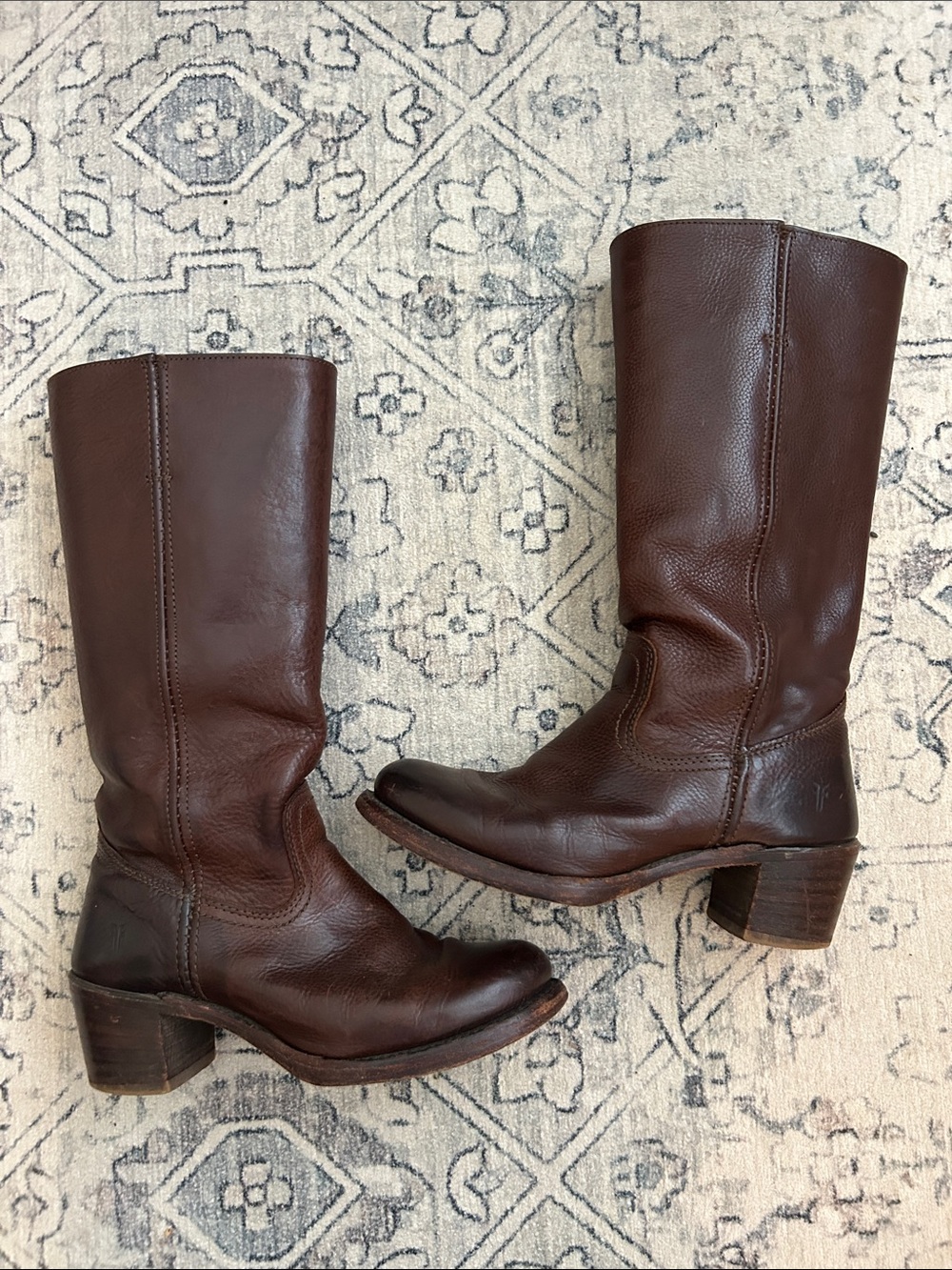 Vintage Style Frye Sabrina Dark Brown Tall Leather Boots Women's 8M USA